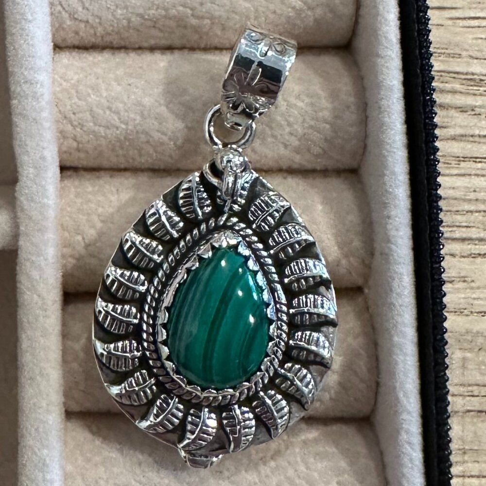 Genuine Malachite Locket Pendant
